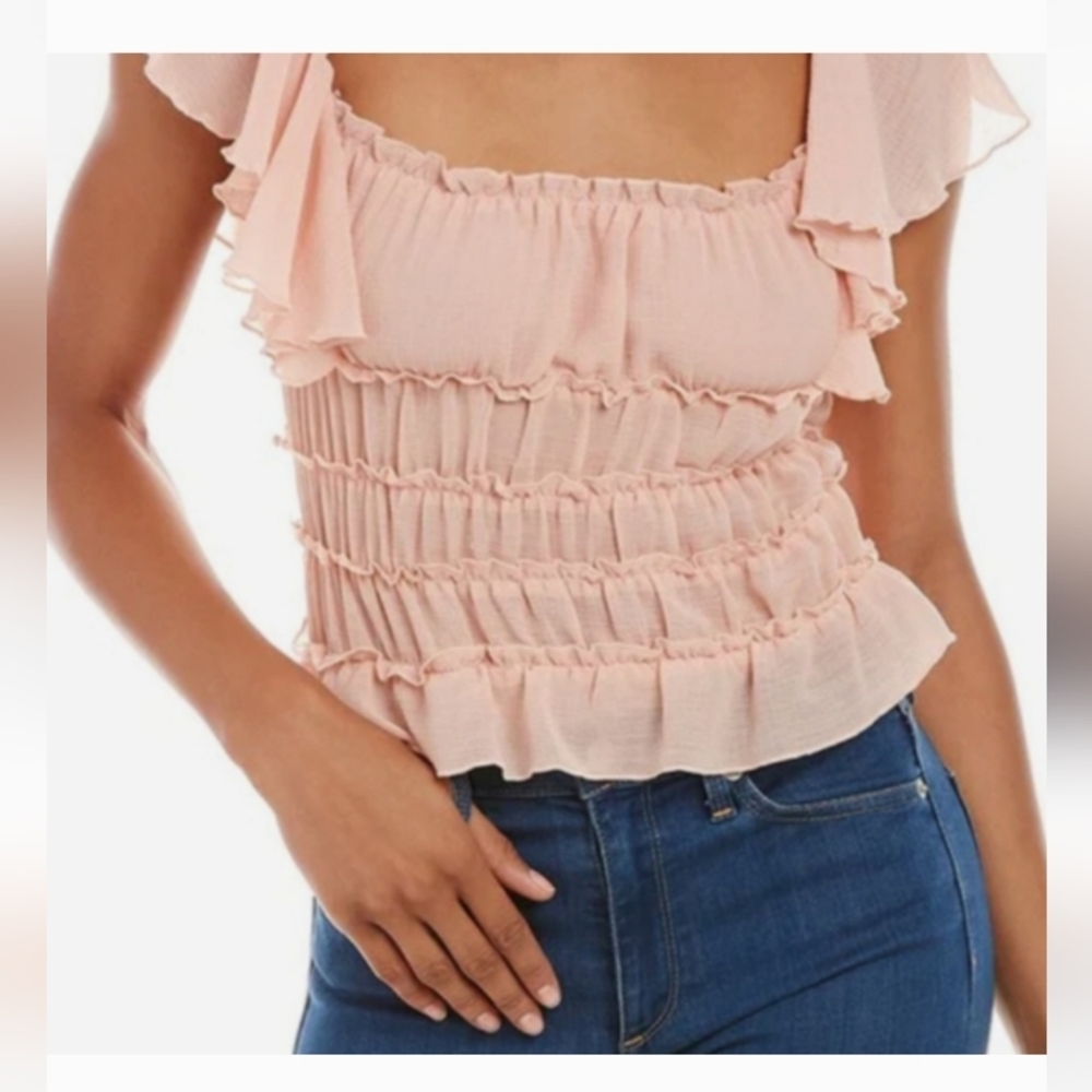 NWOT!Stunning! Kerrick,blush ruffle,bodysuit!Sz.M